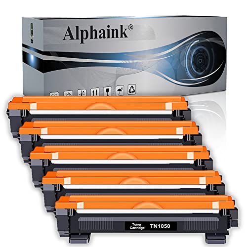 Alphaink 5 Toner Compatibili con Brother TN1050 TN-1000 per stampanti Brother DCP-1510 DCP-1512 DCP-1612W DCP-1610W DCP-1616NW HL-1210W HL-1110 HL-1112 HL-1212W HL-1201 MFC-1810 MFC-1910W (5 Nero)