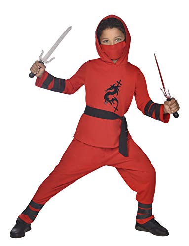 amscan Costume da Guerriero Ninja Drago Bambino, Rosso, 4-6 Anni