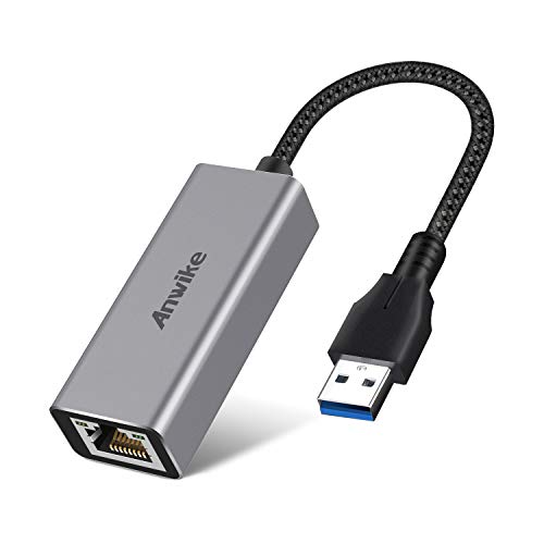 ANWIKE Adattatore USB da 3.0 a Ethernet, adattatore di rete USB Gigabit RJ45 USB 3.0 compatibile USB PC  Laptop- Grigio