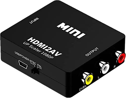 Aolirot Adattatore HDMI a RCA, Convertitore HDMI a AV, Mini 1080P HDMI to 3RCA CVBS Composito Convertitore HDMI RCA con USB Cavo Supporta PAL NTSC per TV HD, PC, laptop, Xbox, VHS, VCR, lettori DVD