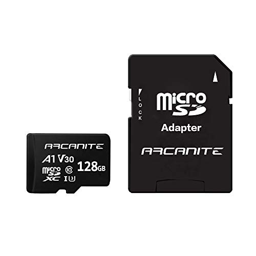 ARCANITE Scheda di memoria microSDXC da 128 GB con adattatore SD - A1, UHS-I U3, V30, 4K, C10, microSD, velocità massima di lettura 90 MB s