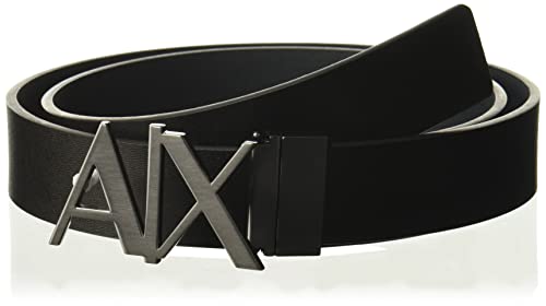 ARMANI EXCHANGE Cintura con logo in pelle skinny, Cintura Uomo, Black Green Gables, 38