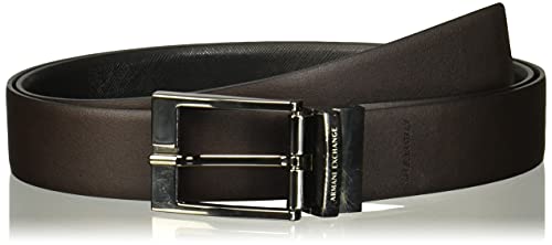 ARMANI EXCHANGE Leather Belt With Plaque, Cintura Uomo, Nero (Black...