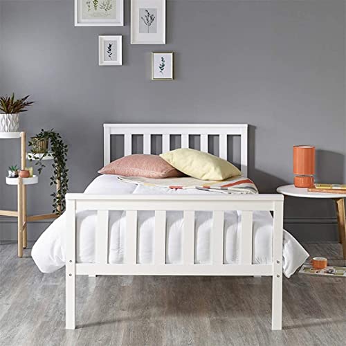 Aspire Beds Atlantic - Struttura per letto singolo, in legno massello, colore: bianco con elementi in legno bianco, 90 x 190 cm