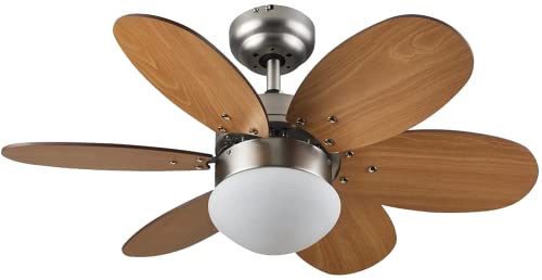 Bastilipo Ibiza RC-Ventilatore da soffitto con telecomando, 60 W e 75 cm di diametro-e27 60 W, faggio wengé, 75 cm