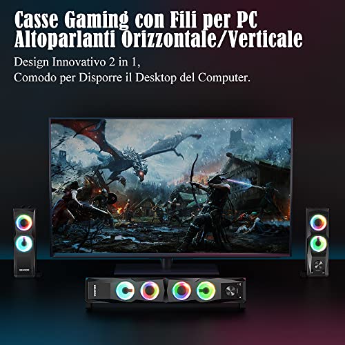 BENGOO GS01 Casse per PC, Casse PC Gaming Illuminazione RGB Cablati...