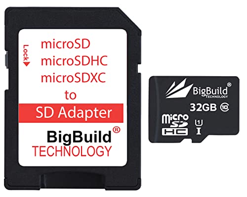 BigBuild Technology - Scheda di memoria micro SD da 32 GB ultra veloce 80 MB s classe 10 per navigatore Garmin Drive 61 LMT-S, adattatore SD incluso
