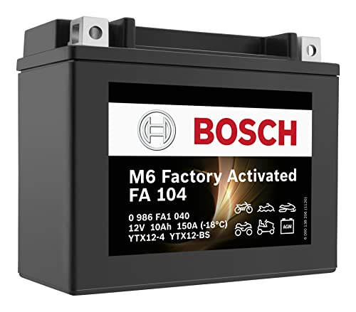 BOSCH Batteria per moto YTX12-BS, 10 Ah, 150 A, con tecnologia AGM, batteria di avviamento a prova di ciclo, non necessita di manutenzione