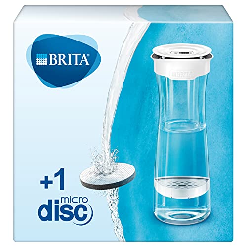 BRITA Bottiglia filtrante per acqua, Bianca (1.3l) - incl. 1 filtro MicroDisc per la riduzione di cloro, erbicidi, pesticidi e impurità