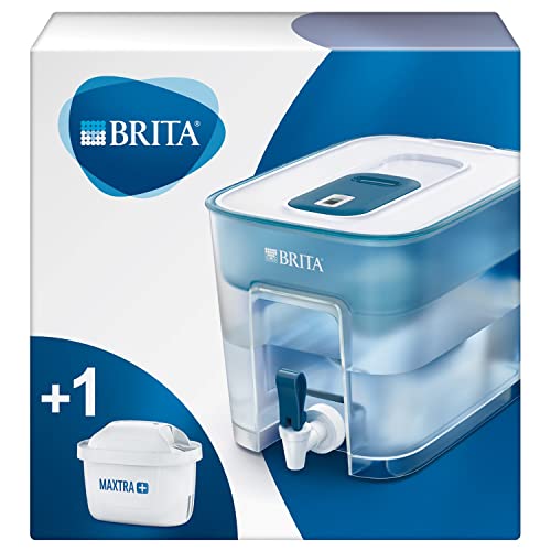 BRITA Dispenser Filtrante Flow per acqua, Blu (8.2l) - incl. 1 Filtro MAXTRA+ per la riduzione di cloro, calcare e impurità