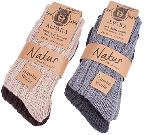 BRUBAKER 4 paia di calzini caldi e morbidi , in lana Alpaca miscelazione dei colori EU 39-42