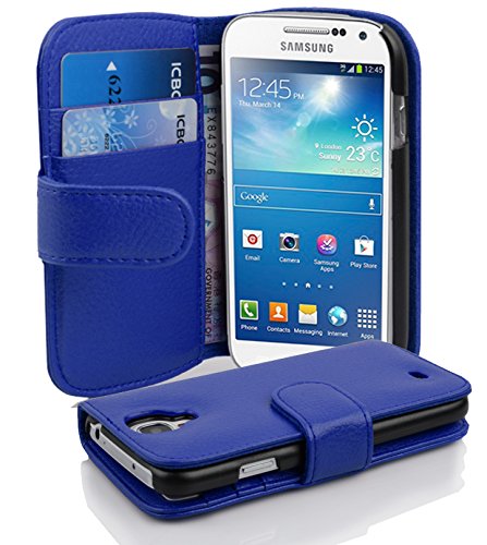 Cadorabo Custodia Libro per Samsung Galaxy S4 MINI in BLU MARINA - con Vani di Carte e Funzione Stand di Similpelle Strutturata - Portafoglio Cover Case Wallet Book Etui Protezione
