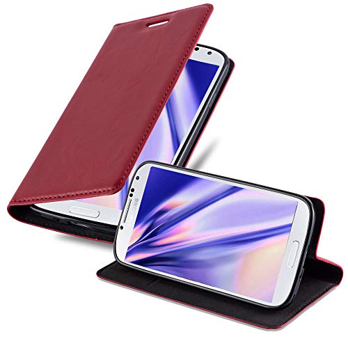 Cadorabo Custodia Libro per Samsung Galaxy S4 MINI in ROSSO MELA - con Vani di Carte, Funzione Stand e Chiusura Magnetica - Portafoglio Cover Case Wallet Book Etui Protezione
