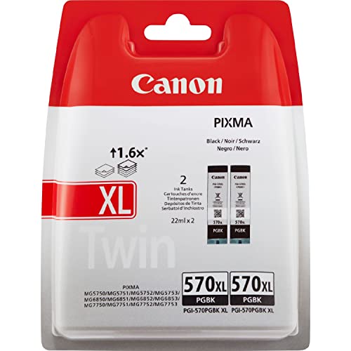 Canon PGI-570XL PGBK Serbatoio Inchiostro, Formato XL Confezione doppia Blister Security, Nero pigmentato