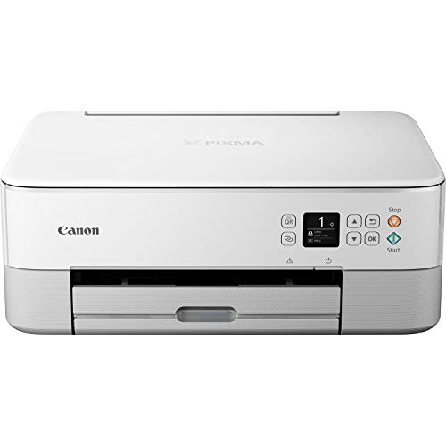 Canon PIXMA TS5351 - Stampante multifunzione a getto d inchiostro a colori (stampa, scansione, copia, display Oled da 3,7 cm, WLAN, Print App, 4800 x 1200 Dpi), colore: Bianco