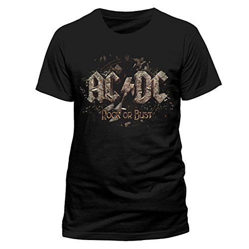 CID - T-Shirt AC dc Rock Or Bust,XL,Uomo, Nero