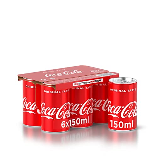 Coca-Cola Original Taste – 6 Lattine da 150 ml, Tutto il Gusto Originale di Coca-Cola, Coca-Cola Mini Lattine, Lattina 100% riciclabile, Bevanda Analcolica