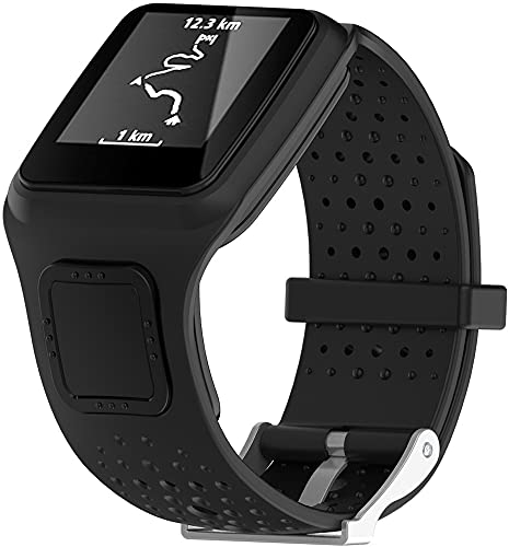 Compatibile con orologio TomTom Multi-Sport   Runner in silicone con chiusura rapida (nero)