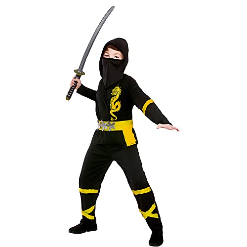 Costume da ninja Power per bambini (giallo, 8-10 anni)