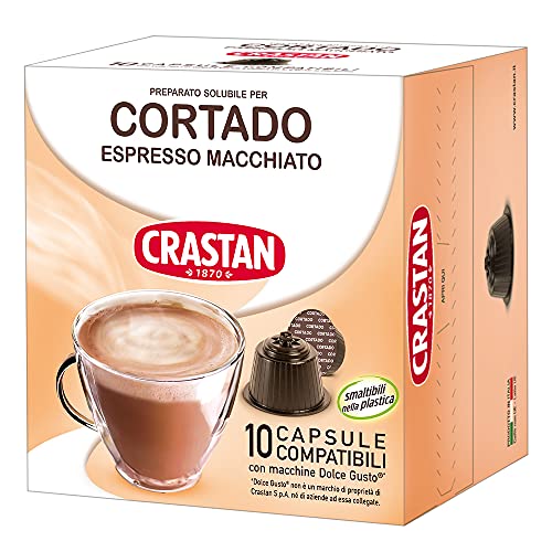 Crastan Capsule Compatibili Dolce Gusto Caffè Cortado Espresso Macchiato - 10 Confezioni da 10 Capsule [100 Capsule]