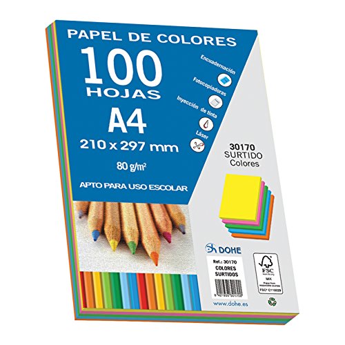 DOHE 30170 - Confezione da 100 fogli A4, 80 g, multicolore intenso