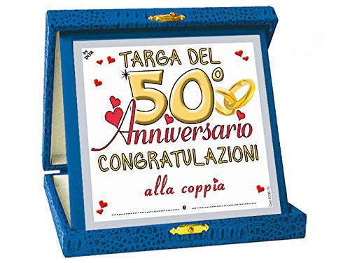 Dor TARGHETTA 50 Anni di Matrimonio Gadget Nozze d oro - Targa del Cinquantesimo Anniversario di Matrimonio - Congratulazioni