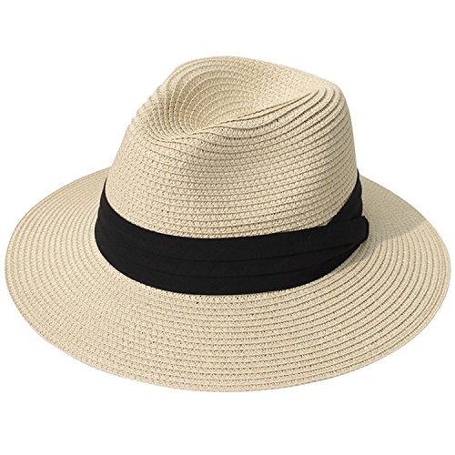 DRESHOW Donna Cappello Panama Cappello da Spiaggia in Paglia Fedora...