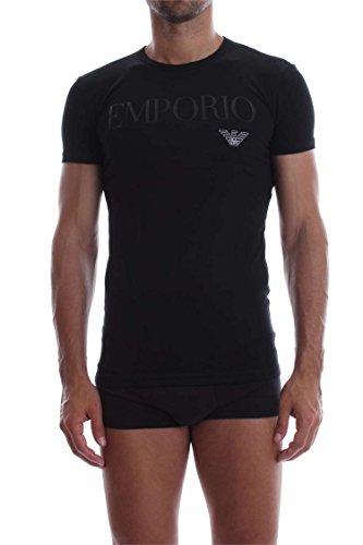 Emporio Armani Uomo Crew Neck T-shirt Essential Megalogo Maglietta, Nero, M