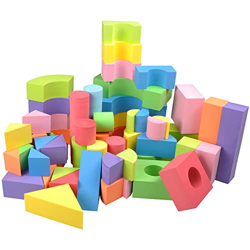 EQLEF 50 PCS per bambini atossici colori tenui leggera schiuma EVA Building Blocks -Assorted varie forme