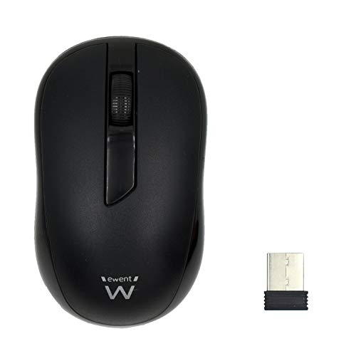 Ewent EW3223 Mouse Wireless con Sensore Ottico da 1000 dpi, Ricevitore Nano USB, Nero