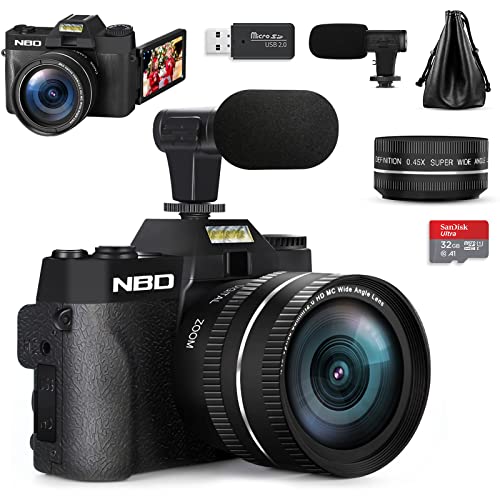 Fotocamera digitale 4K per la fotografia, videocamera FHD 48MP con WiFi, schermo Flip 3 pollici, zoom digitale 16X, fotocamera Vlogging per YouTube (scheda micro 32G)