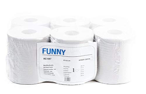 Funny - Rotolo di carta asciugamani, 20 cm, 1 velo, 1 x 6 pezzi, colore: Bianco riciclato
