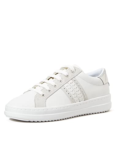 Geox D Pontoise D, Sneakers Donna, Bianco Argento (White Silver C0007), 38 EU