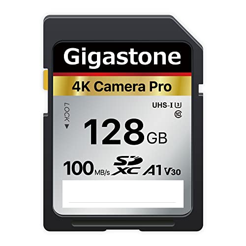 Gigastone Scheda SD 128 GB, 4K Camera Pro, Scheda di Memoria SDXC, Velocità di trasferimento fino a 100MB s. Compatibile con Canon Nikon Sony Camcorder, A1 V30 UHS-I Classe 10 per video 4K UHD