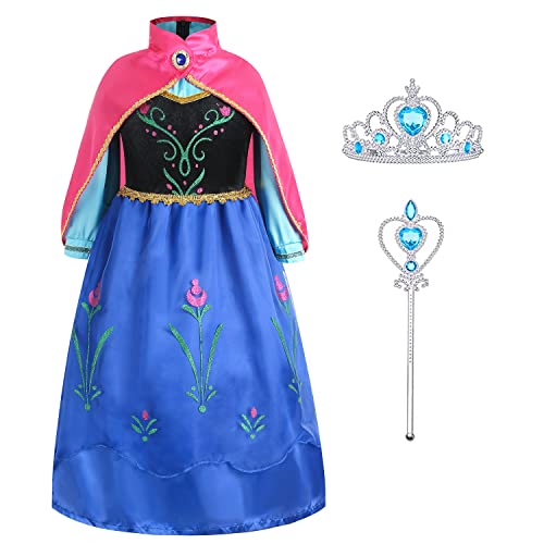 Gridamea Costume Elsa Bambina Vestito Anna Frozen con bacchetta mag...