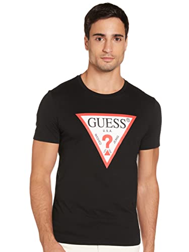 Guess T-Shirt Unisex Slim Fit con Logo Triangolo Nero ES21GU46 M1RI71I3Z11