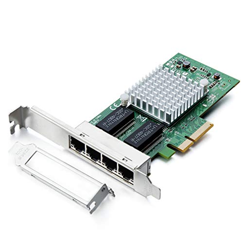 H!Fiber.com Scheda di Rete Gigabit PCIE per processore Intel I350-T4 - I350, con Porte RJ45 Quadruple, Scheda LAN PCI Express Ethernet da 1 GB per Windows Server, Win7, 8, 10, XP e Linux