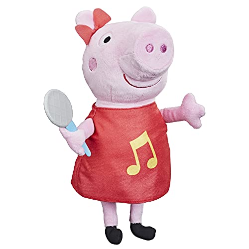 Hasbro Peppa Pig - Canta con Peppa, Peluche Che Canta, con Abito Rosso Scintillante e Fiocco, dai 3 Anni in su