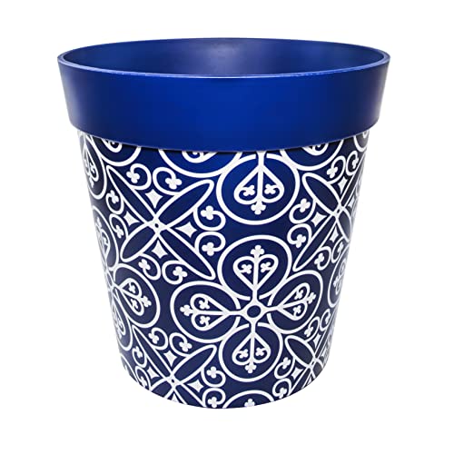 Hum Flowerpots, 25cm, Vari Modelli, Colori e Dimensioni, Vaso per Piante in Plastica per Interni ed Esterni, Blu Marocco