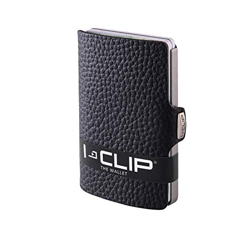 I-CLIP Original Mini portafoglio con fermasoldi - Portafoglio sottile - Portafoglio in pelle - Portafoglio premium - Custodia per carte di credito - Pure Nero