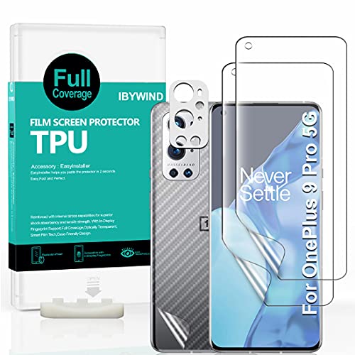 IBYWIND Pellicola Protettiva per OnePlus 9 Pro 5G(6.7 ),[2 Pezzi]con Metallo Protezione Obiettivo Fotocamera,Pellicola Protettiva Retro,Compatibile con Il Lettore di Impronte digitali