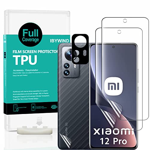 IBYWIND Pellicola Protettiva per Xiaomi 12 Pro 5G 6.73 ,[2 Pezzi]con Metallo Protezione Obiettivo Fotocamera,Pellicola Protettiva Retro,Compatibile con Il Lettore di Impronte digitali