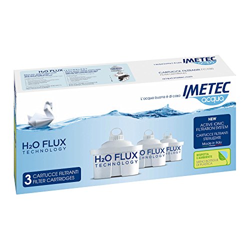 Imetec H2O Flux Technology, 3 Cartucce Filtranti per Prodotti Acqua, Ricambi Originali