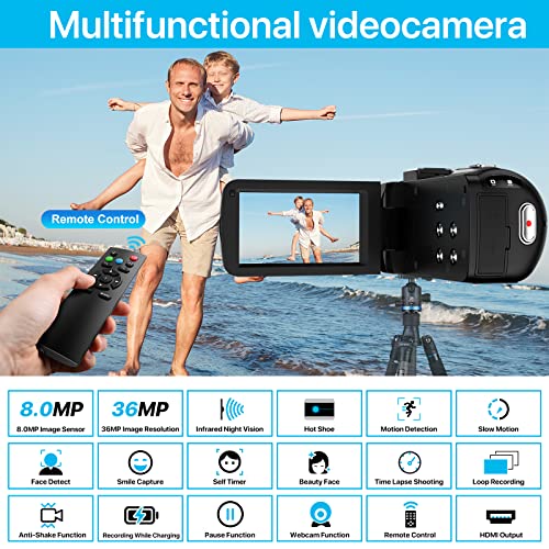 IXNAIQY Videocamera Digitale 1080P Camcorder FHD 30FPS 36MP Vloggin...