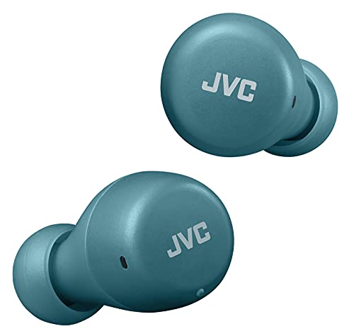 JVC Cuffie Bluetooth Gumy Mini, Auricolari piccoli, leggeri, Bluetooth 5.1, Resistenti all acqua (IPX4), Batteria a lunga durata (fino a 15 ore) - HA-Z55T-Z (Azzurro)