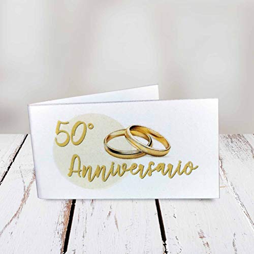 kamiustore Bigliettini 50° Anniversario di Matrimonio neutri - Set da 20, 50, 100 Pezzi (20 bigliettini)