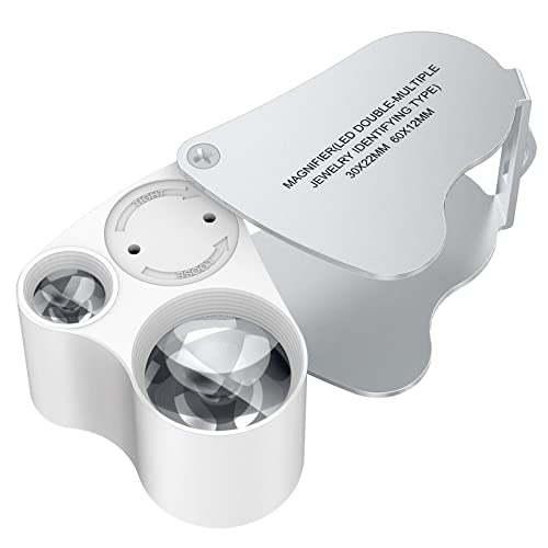 KIMILAR lente ingrandimento con luce, 30X 60X LED portatile tascabile lente ingrandimento da tavolo professionale per gioielli, monete, francobolli, antiquariato