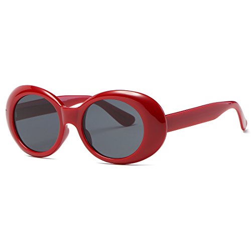 kimorn Clout Goggles Occhiali Da Sole Per Donna Ovali Telaio Cerniere In Metallo Bicchieri K0567 (Rosso&Nero)