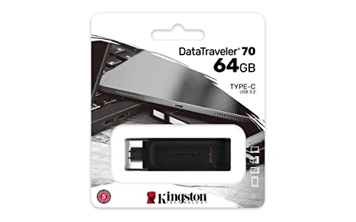 Kingston DataTraveler 70 - DT70 64GB Drive Flash USB-C, Nero
