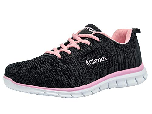 Knixmax Scarpe Ginnastica Donna Respirabile Comode Mesh Casual Scarpe da Passeggio Fitness Running Sneakers Nero Pink 36EU
